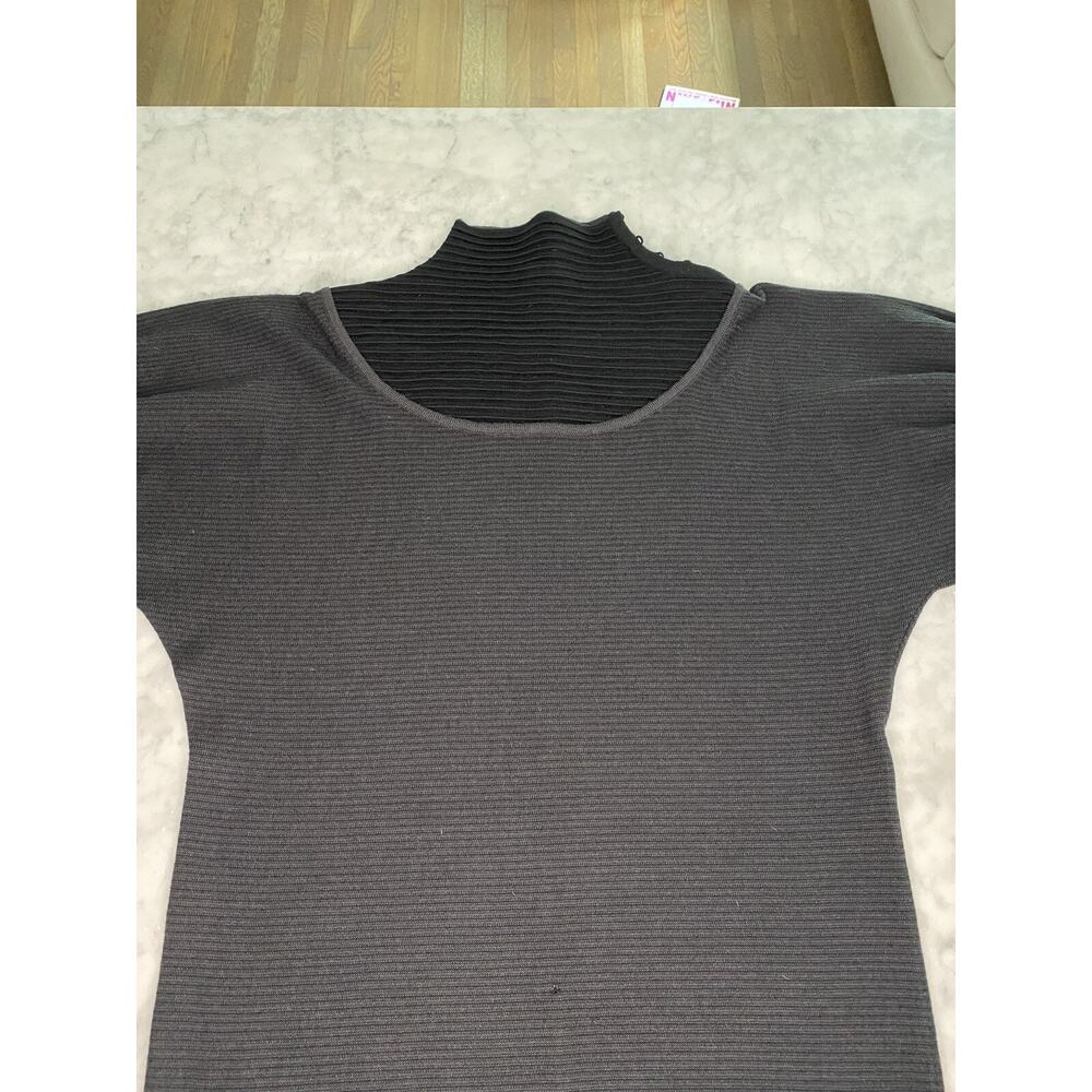 FENDI Merino Wool Ribbed Dress-Size 40 Medium-Navy Blue-Italy